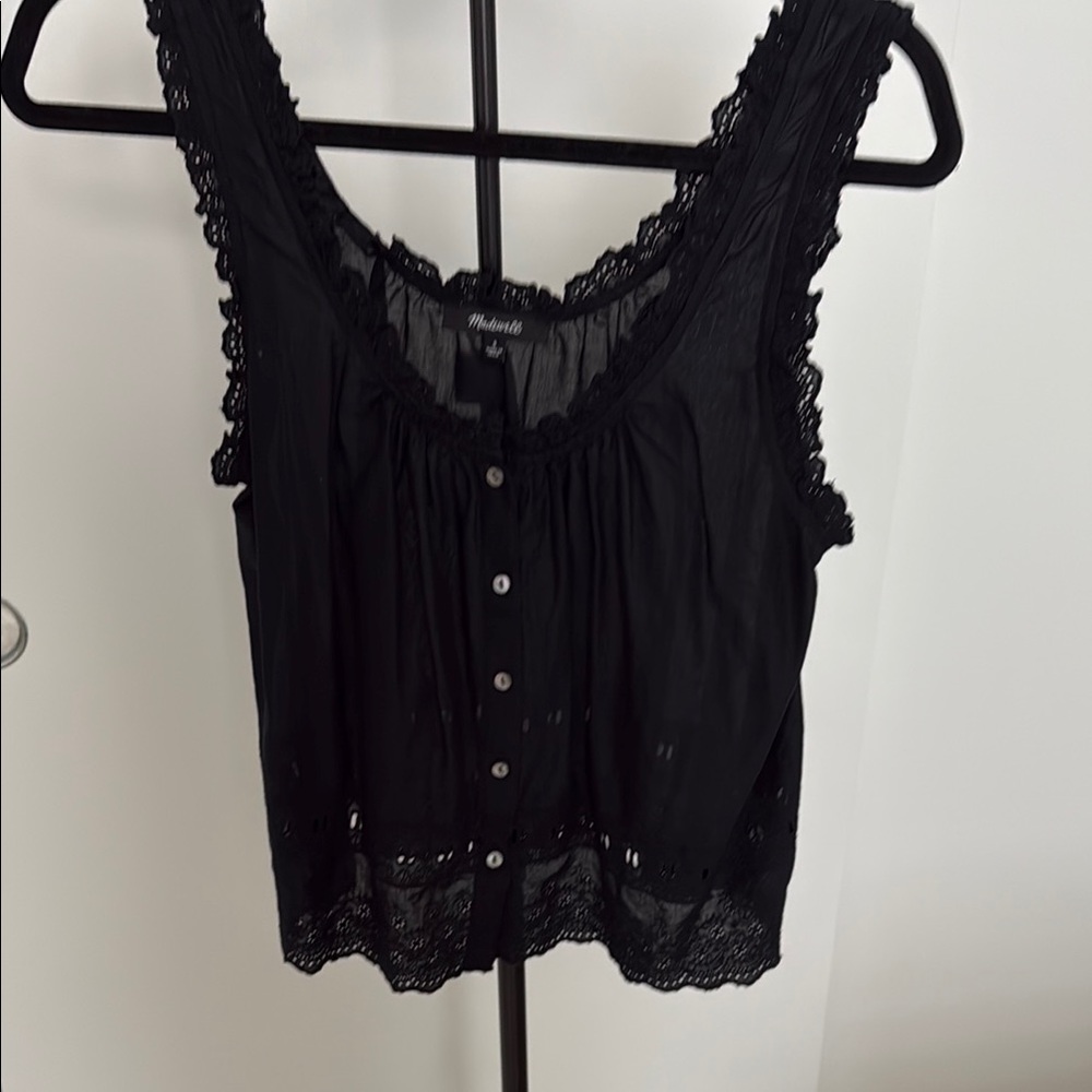 Madewell Embroidered Ruffle-Trim Top